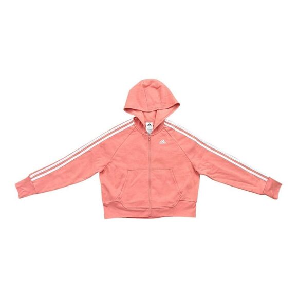 Adidas Girls Medium 10/12 Zipper Hoodie Sweatshirt with White Stripes AP4560 - Picture 1 of 7